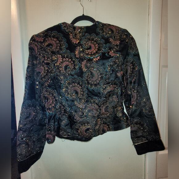 Vntg Scott McClintock Glittery Paisley Velvet Jacket Embroidered Blazer USA - Picture 2 of 12